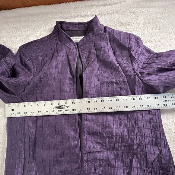 Alfred Dunner Petite Womens Purple Textured Open Front Blazer Jacket 12P Lined - Picture 6 of 7